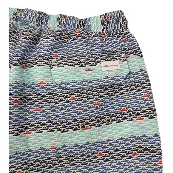 Peter Millar Seaside Collection Sailboat Print Swim Trunks Size L - Picture 6 of 6